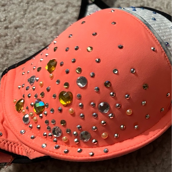 PINK Victoria Secrets Orange Bedazzled Bra NFL Pro Tryout top - Picture 5 of 5